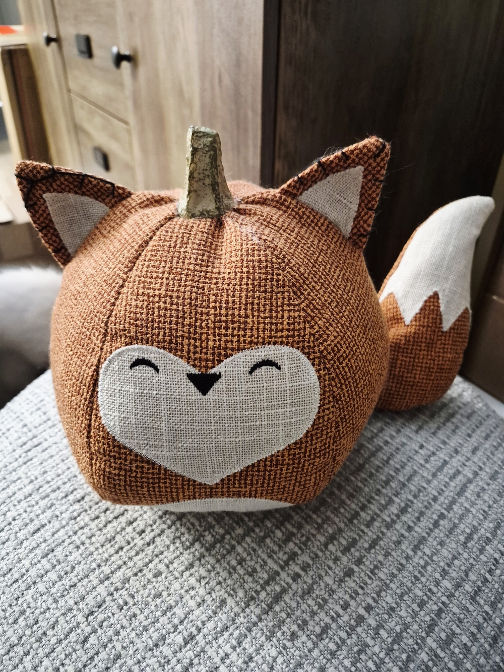 Smiling Orange Fox Fabric Accent - Faux Floral Home Accent
